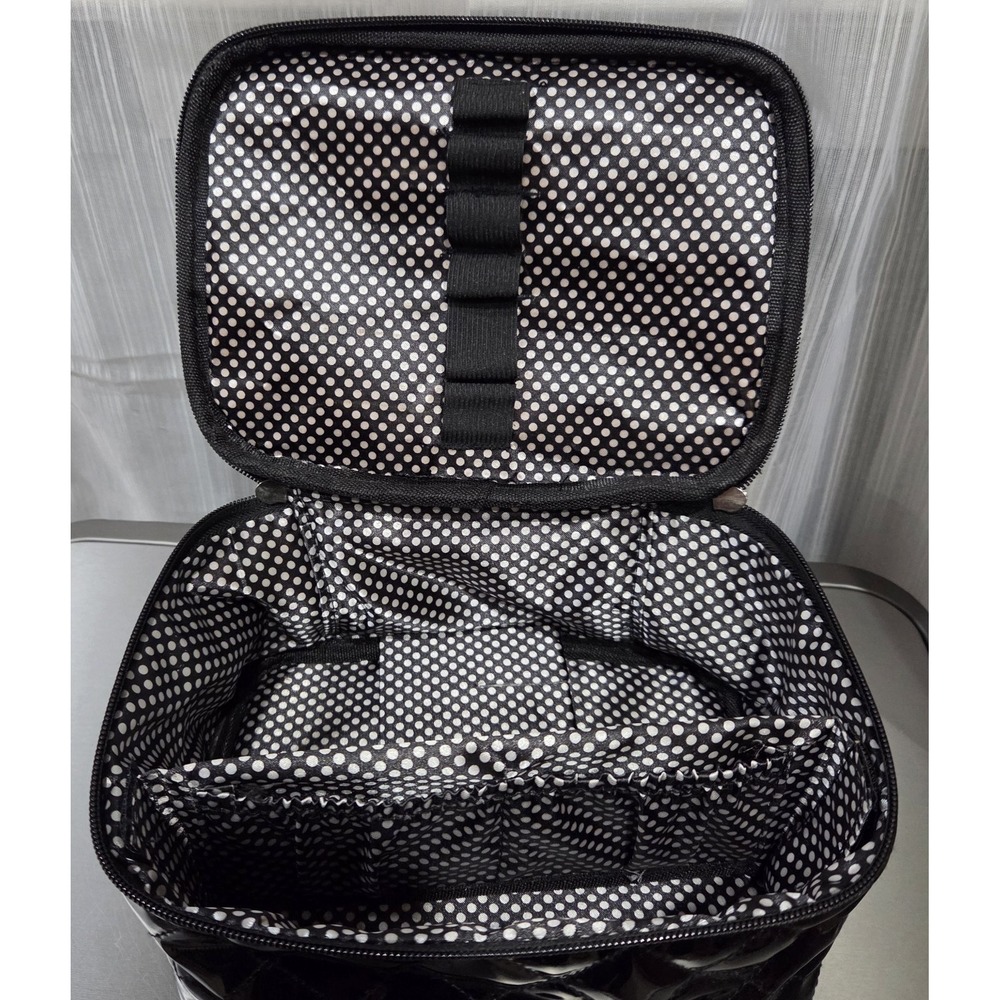 Caboodles Faux Black‎ Patent Leather Quilted Zip Makeup Case Insert/Brush Slots - Picture 5 of 8